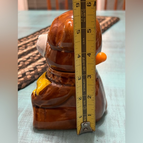 Vtg Hand Painted Ceramic Baby Teddy Bear Cub Honey Pot w/honey stick- home decor - Picture 7 of 9